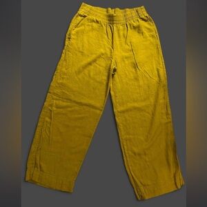 Old Navy Mustard Yellow Linen Blend High Rise Wide Leg Relaxed Fit Pants size M